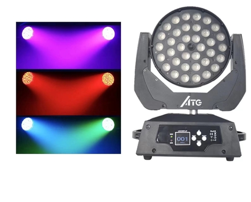 80 Ra Farbwiedergabeindex Bühnenbeleuchtung 36x10W RGBW 4-in-1 Zoom Waschen Bewegliches Kopflicht